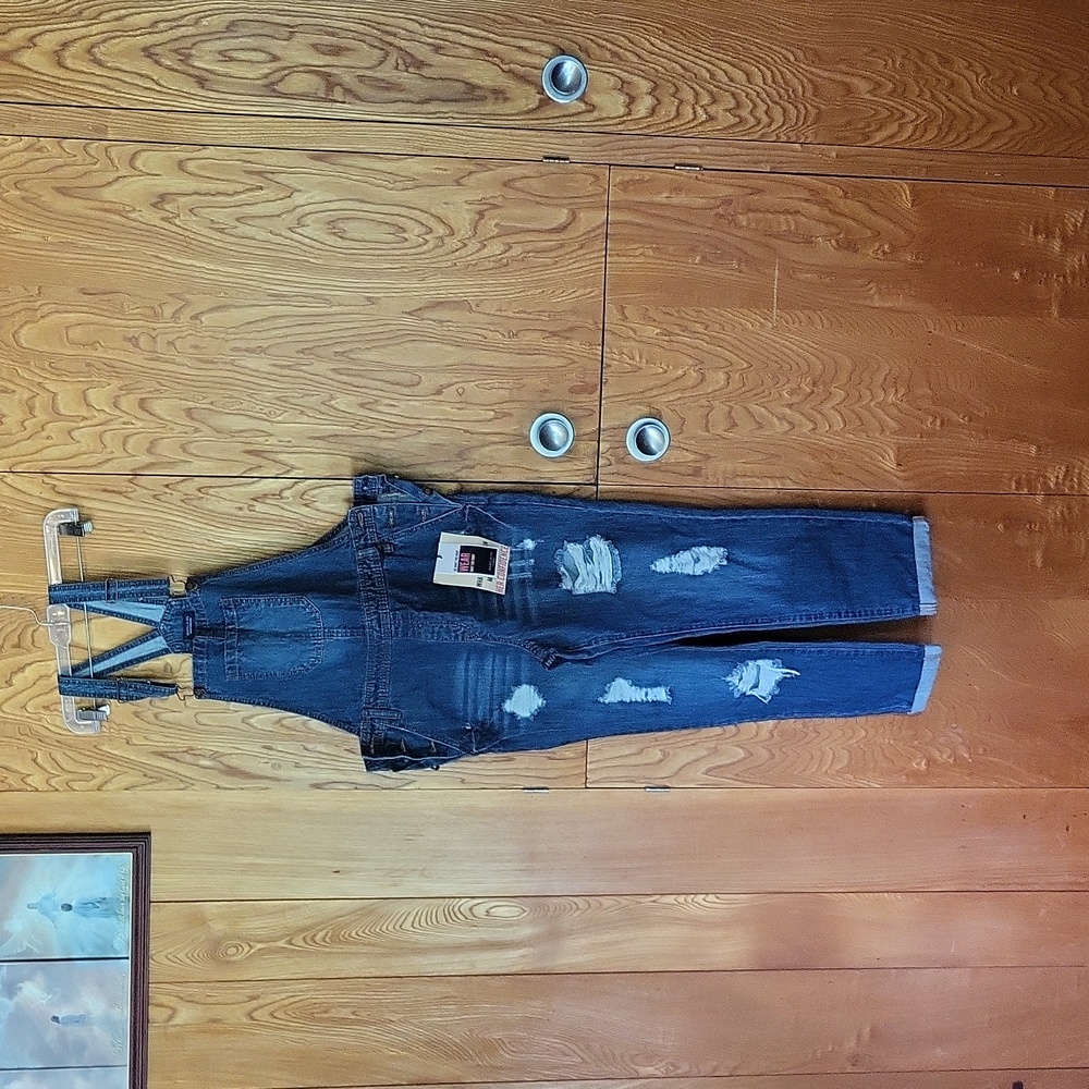 Angel Kiss distressed denim overalls